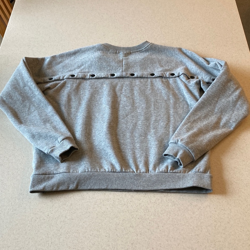 Rebecca Minkoff Gray Sweatshirt Women Size L with Arm & Back Snaps - Picture 4 of 13